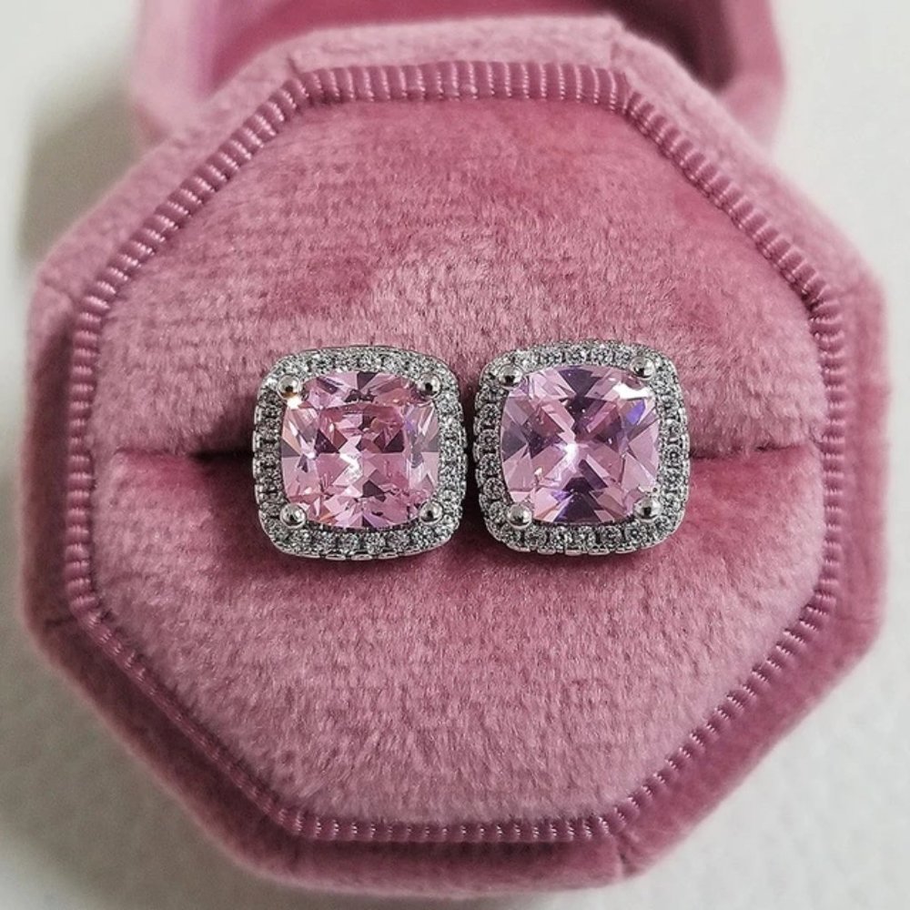NEW SET 925 Sterling Silver Sapphire Earrings+Ring - Picture 9 of 10